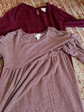 Girl’s Bundle—Old Navy Striped Long Sleeve and Solid Long Sleeve Dress Bundle